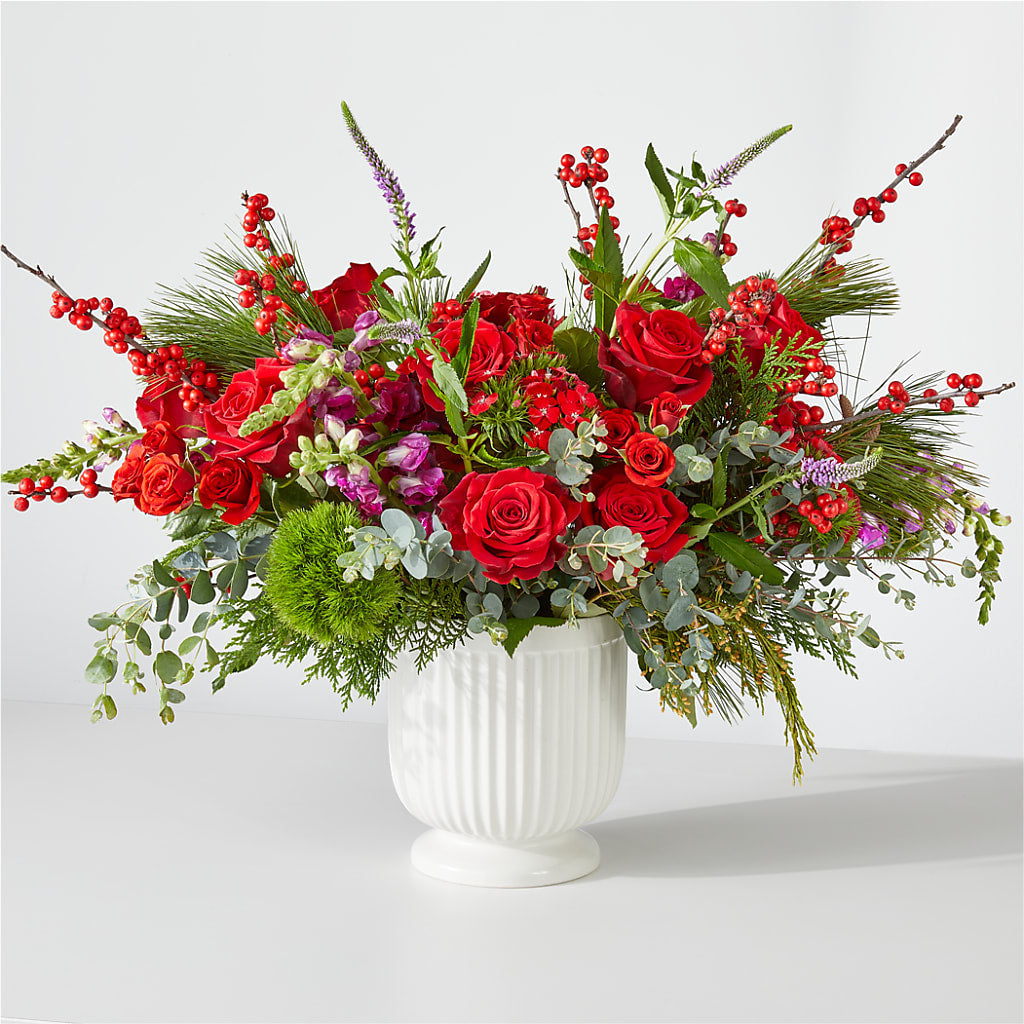 Big Red Bow Bouquet – Queen Ofe Florist, San Jose CA