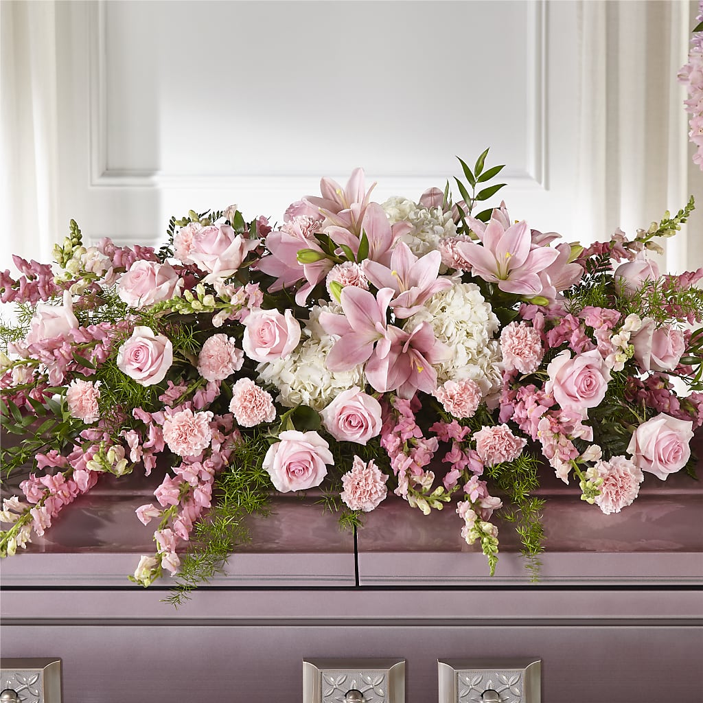 Life & Remembrance Casket Spray – Queen Ofe Florist, San Jose CA