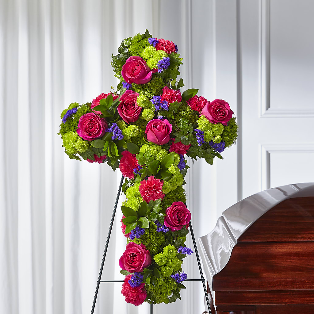 Tribute Rose Floral Cross – Queen Ofe Florist, San Jose CA