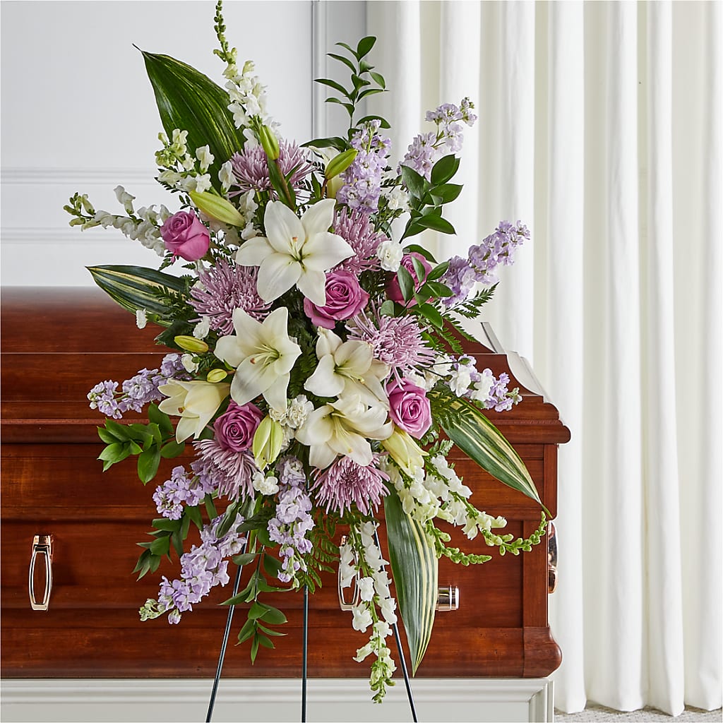 Grateful Hearts Standing Spray – Queen Ofe Florist, San Jose CA