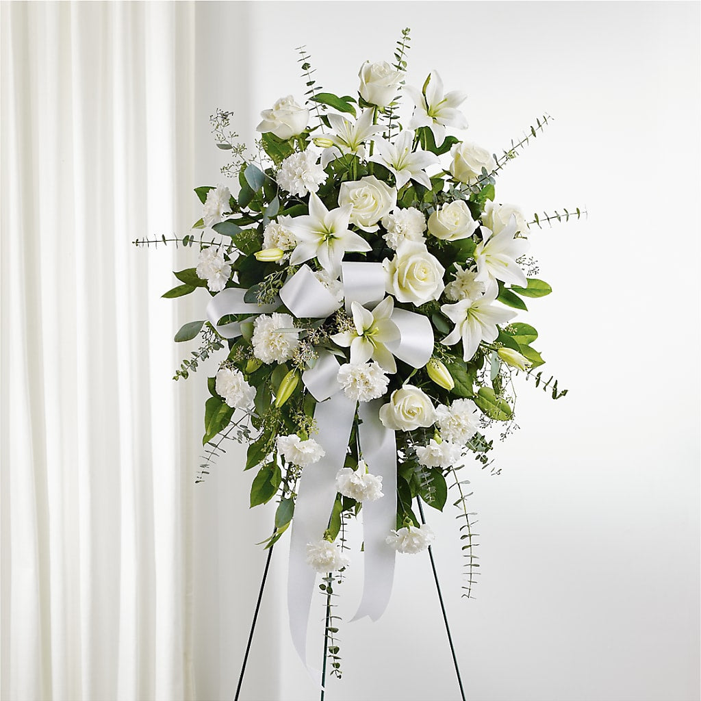 With Care Standing Spray – Queen Ofe Florist, San Jose CA