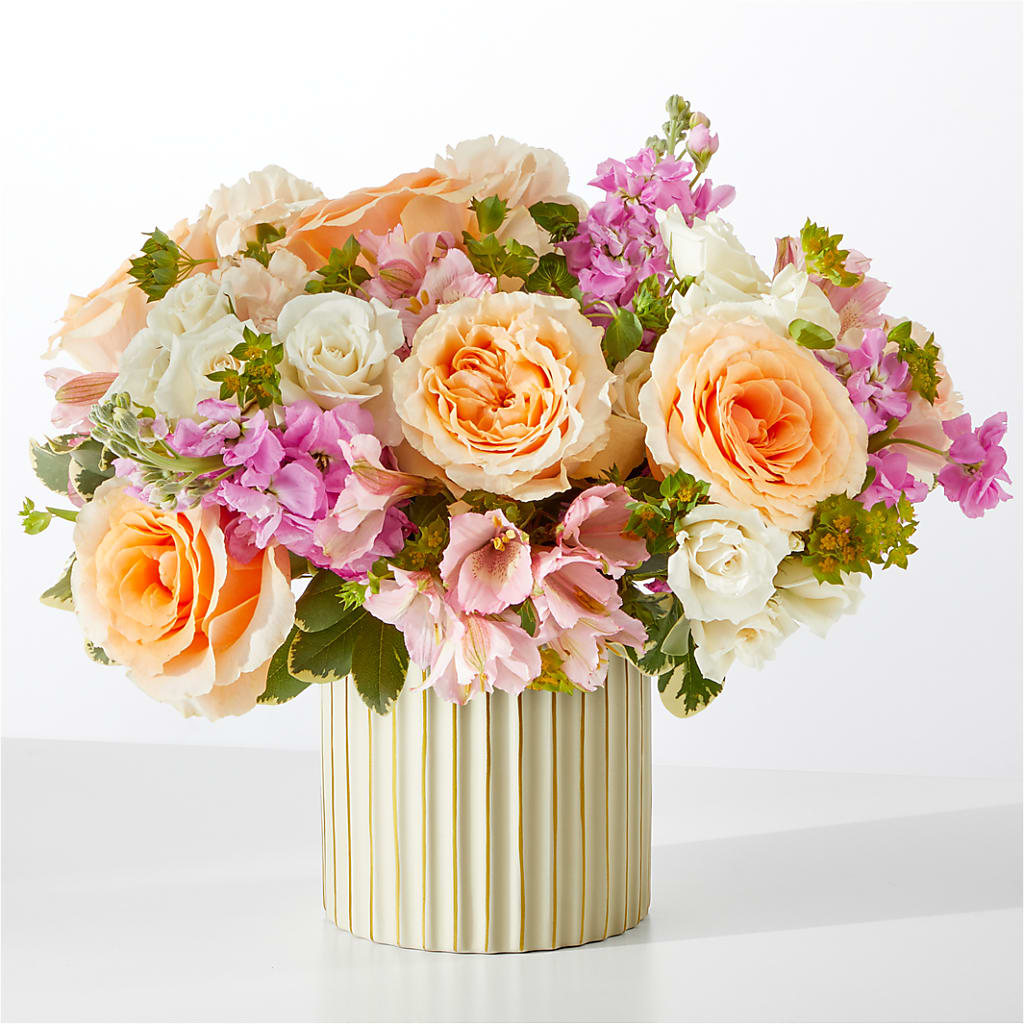 Paradise Bouquet with Ivory Vase – Queen Ofe Florist, San Jose CA