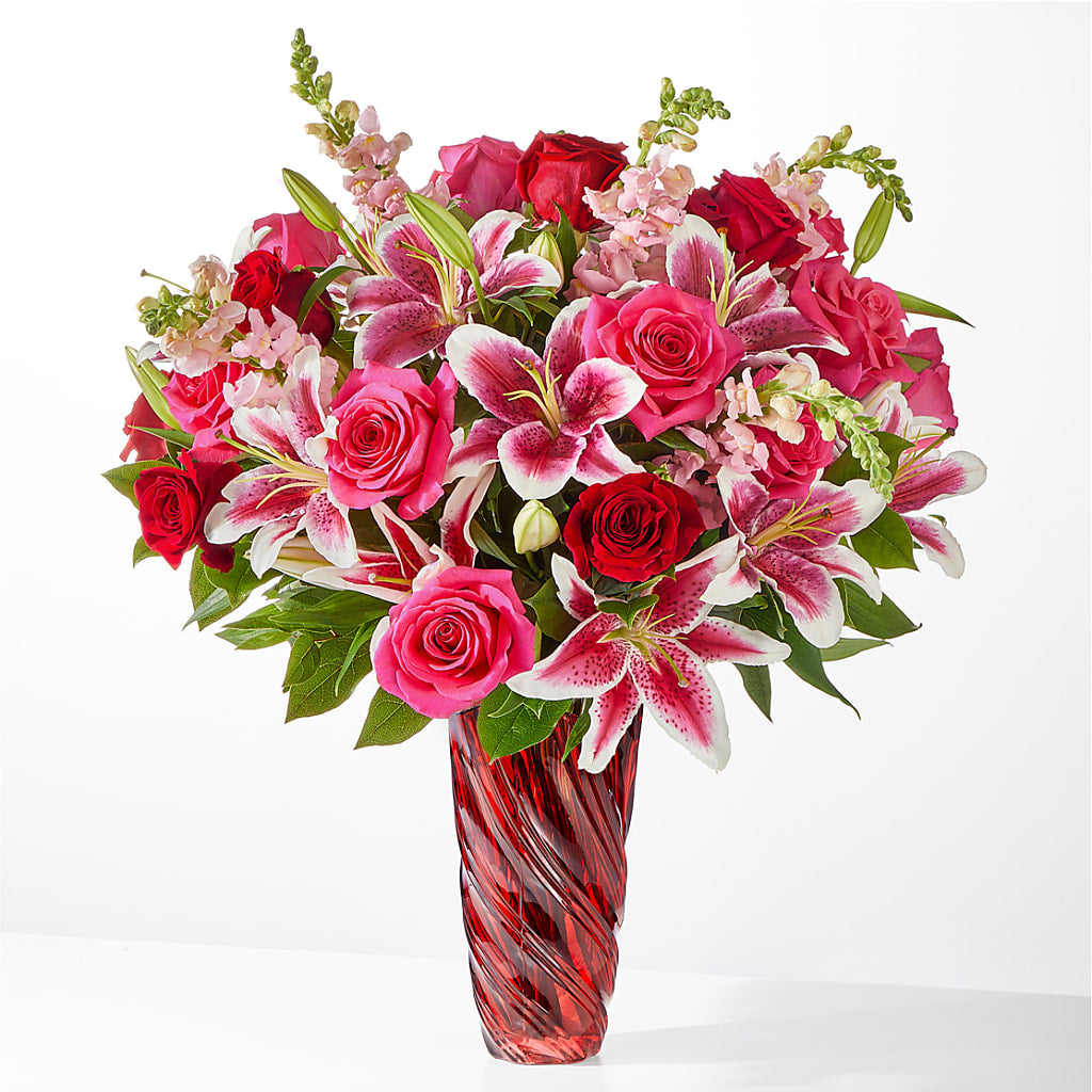 Always You Bouquet with Luxe Swirl Vase – Queen Ofe Florist, San Jose CA