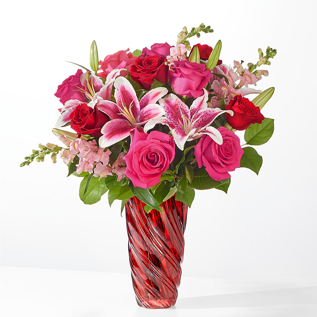 Always You Bouquet with Luxe Swirl Vase – Queen Ofe Florist, San Jose CA