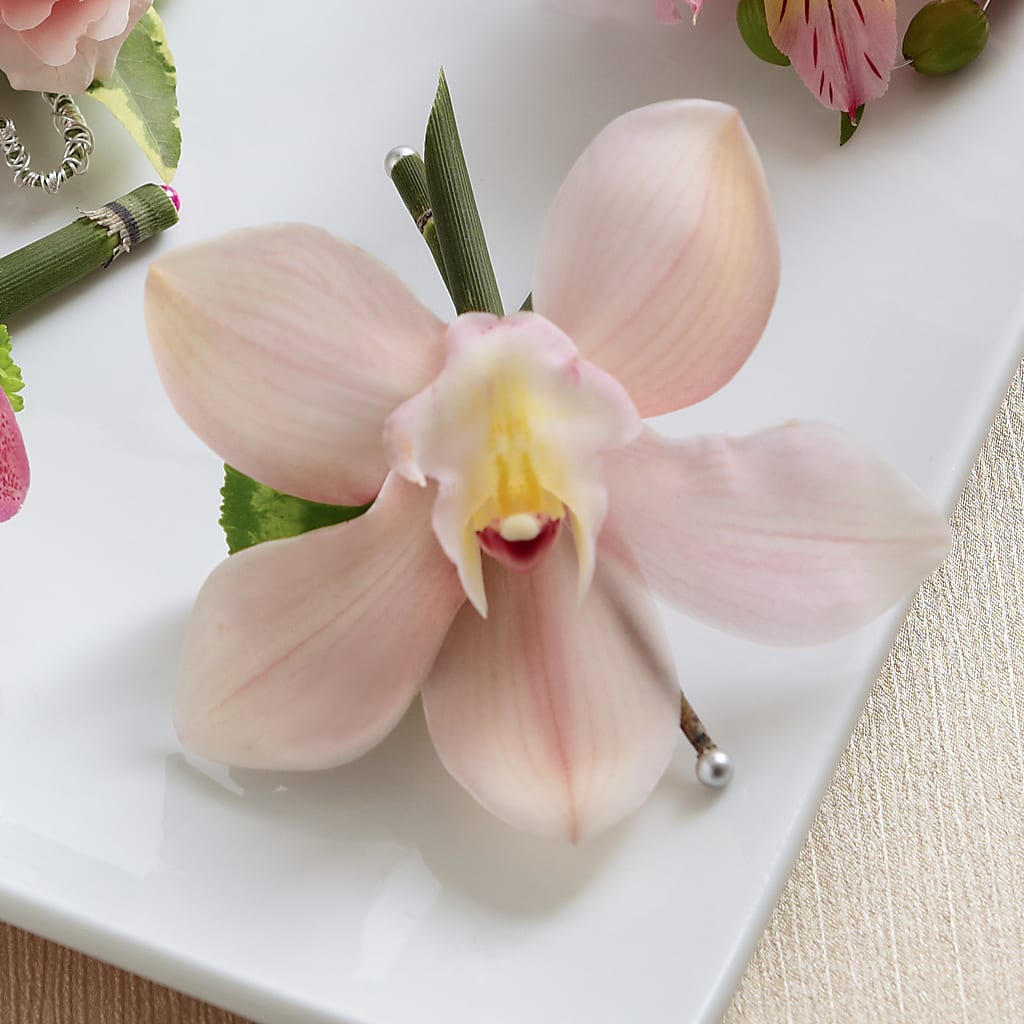 Pink Cymbidium Boutonniere – Queen Ofe Florist, San Jose CA