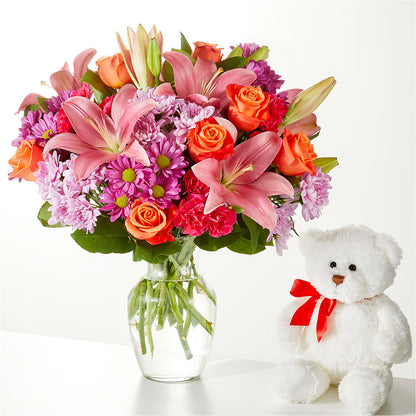 One and Only Bouquet and Bear Bundle –  Queen Ofe Florist, San Jose CA