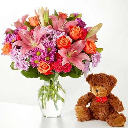 One and Only Bouquet and Bear Bundle –  Queen Ofe Florist, San Jose CA
