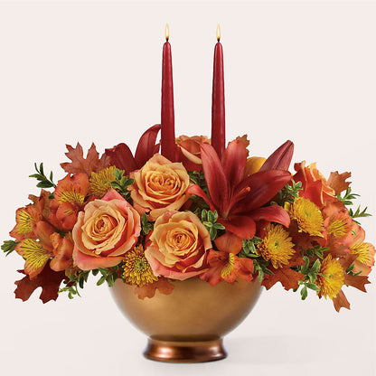 Harvest Table Centerpiece –  Queen Ofe Florist, San Jose CA
