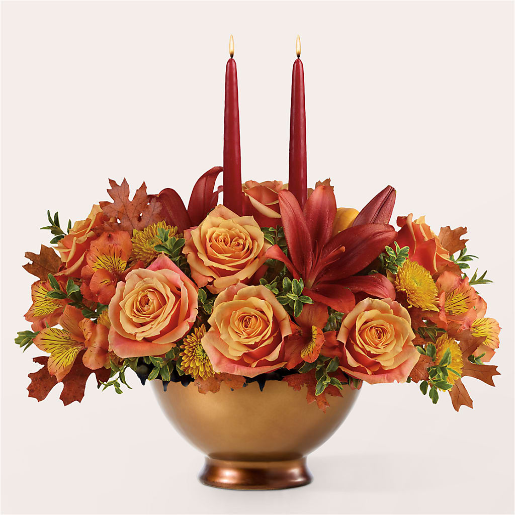 Harvest Table Centerpiece –  Queen Ofe Florist, San Jose CA