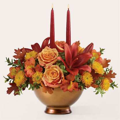 Harvest Table Centerpiece –  Queen Ofe Florist, San Jose CA