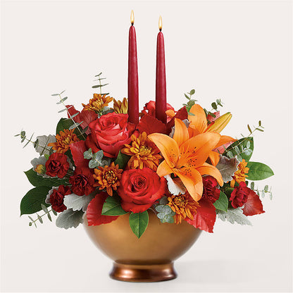 Fruits of Fall Centerpiece –  Queen Ofe Florist, San Jose CA