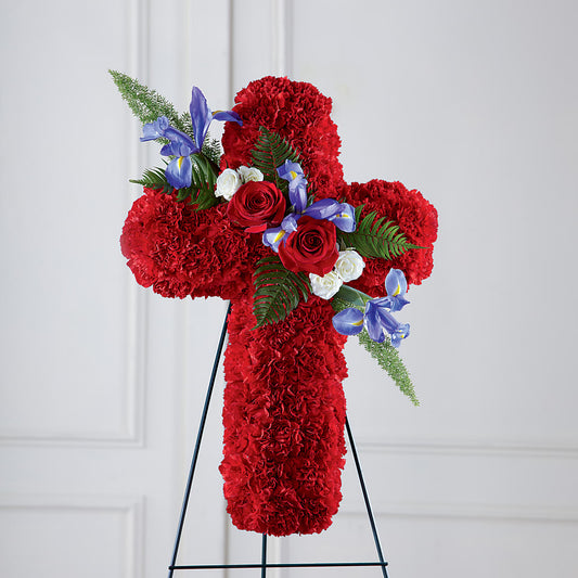 Faithful Hero Floral Cross –  Queen Ofe Florist, San Jose CA
