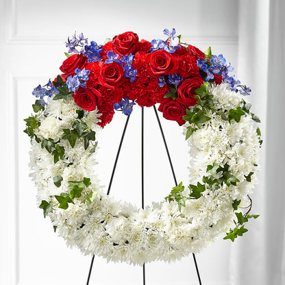 Patriotic Passion Wreath –  Queen Ofe Florist, San Jose CA