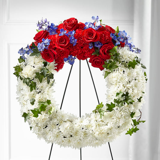 Patriotic Passion Wreath –  Queen Ofe Florist, San Jose CA