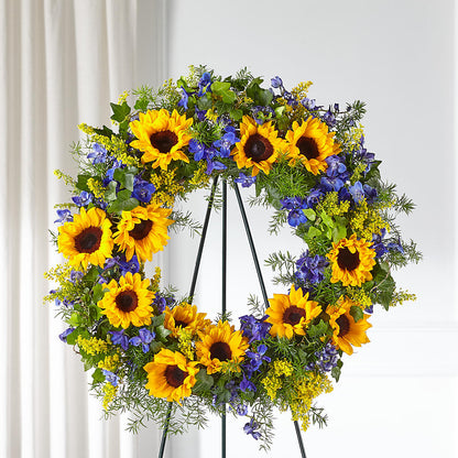 Bright Rays Wreath –  Queen Ofe Florist, San Jose CA