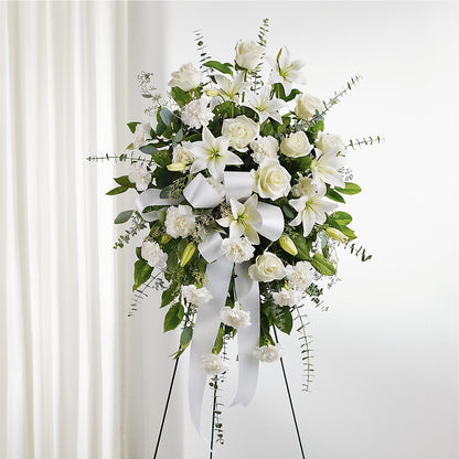 With Care Standing Spray –  Queen Ofe Florist, San Jose CA