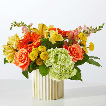 Autumn Sunshine Bouquet with Ivory Vase –  Queen Ofe Florist, San Jose CA