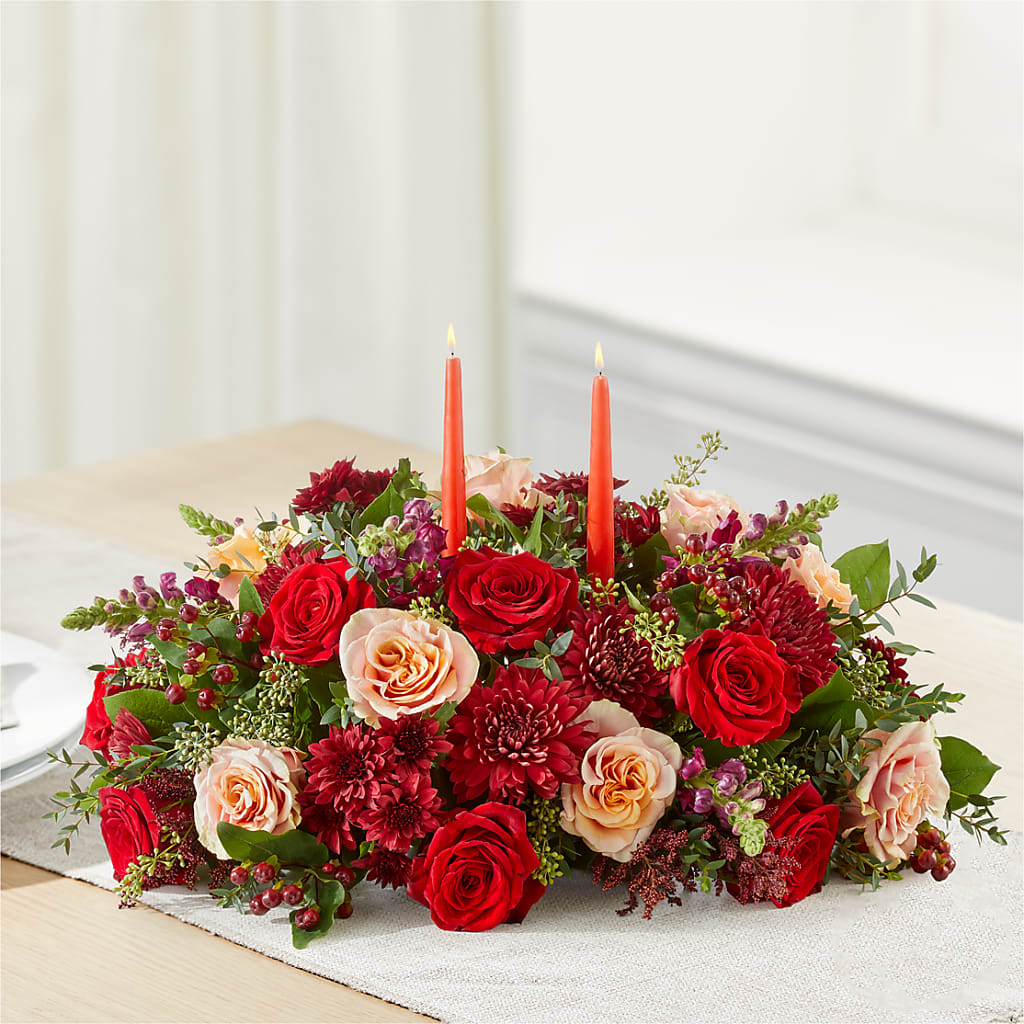 Most Thankful Centerpiece –  Queen Ofe Florist, San Jose CA