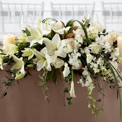 White Linen Arrangement –  Queen Ofe Florist, San Jose CA
