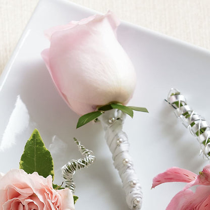 Pink Rose Boutonniere –  Queen Ofe Florist, San Jose CA