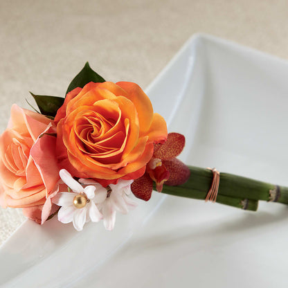 Sunset Dream Boutonniere –  Queen Ofe Florist, San Jose CA