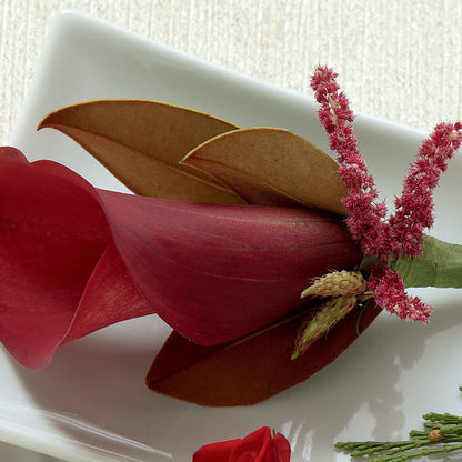Red Calla Boutonniere –  Queen Ofe Florist, San Jose CA