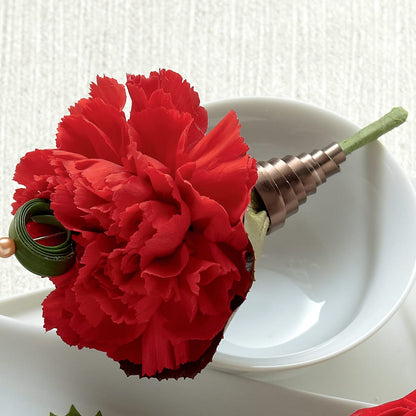 Red Carnation Boutonniere –  Queen Ofe Florist, San Jose CA