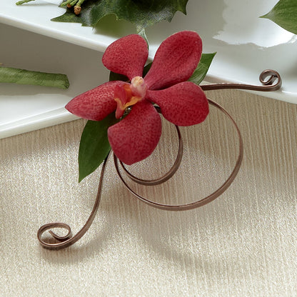 Red Mokara Boutonniere –  Queen Ofe Florist, San Jose CA