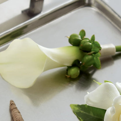 White Calla Boutonniere –  Queen Ofe Florist, San Jose CA